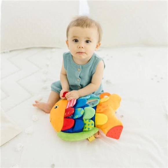 Flip Fish Soft Baby Toy - Tummy Time Sensory Toy with Taggies for Infants - Picture 5 of 6